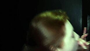 ellie returns swallowing loads from gloryhole cumshots on face and tongue