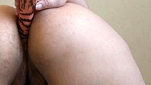 curvy bbw teases with deep toy anal in doggy close-up