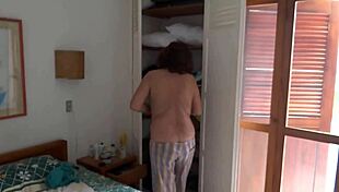 voyeur films mature beauty stripping panties on beach ready for wild fuck