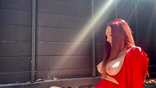 omg artemisia love flashes her juicy tits outdoors horny milf