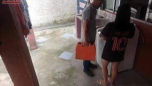 Housewife pays tech with fat ass licks while hubby's away working