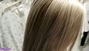 caught letty black giving blowjob in dressing room swallows cum