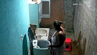 hidden camera catches busty bbw neighbor masturbating in backyard while watched