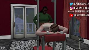 Ebony domina spanks and pegs begging whore hard