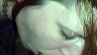 submissive ukrainian milf wife kneels after bath to suck husband's monster cock deep