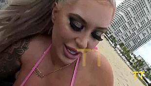brandi bae jerks stranger's huge cock on beach 💦🏖️