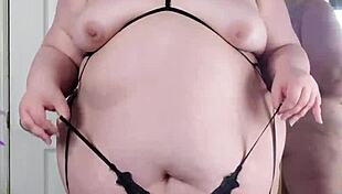 Bouncy BBW In Lingerie Jiggles Her Chubby Ass And Huge Pussy