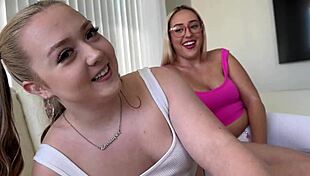 Thick step sisters Eva Nyx Brookie Blair play creampie game cowgirl doggy pov fantasy