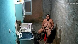 hidden camera catches busty bbw neighbor masturbating in backyard while watched