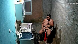 hidden camera catches busty bbw neighbor masturbating in backyard while watched