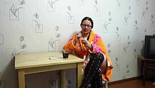 chubby milf plays with food and starts her day intimately