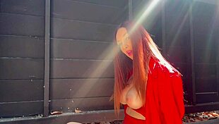 omg artemisia love flashes her juicy tits outdoors horny milf