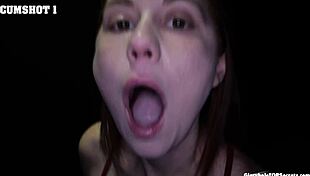 ellie returns swallowing loads from gloryhole cumshots on face and tongue