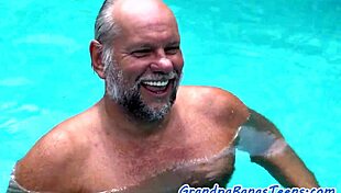 skinny teen gets jizz blasted by old man's hard cock