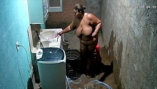 hidden camera catches busty bbw neighbor masturbating in backyard while watched