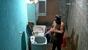 hidden camera catches busty bbw neighbor masturbating in backyard while watched