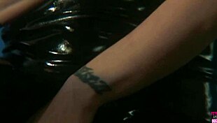 One SEXY LESBIAN LADY With FAKE TITS Toys Her FRIEND In Latex Heels