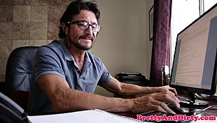 fantasy teen 18+ kneels deepthroating hard cock close up trimmed