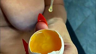 Milf mommy handjobs monster cock with food taboo insemination creampie