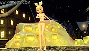 kagamine rin snowman project diva mod reveals goddess big ass tits and shaved pussy nude!!
