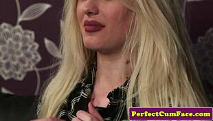 watch this british babe in lingerie suck cock hard for voyeur cumshot