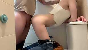 boyfriend takes me to dinner then pounds my ass hard in restaurant toilet