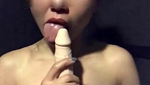 asian wife slut dildos her pussy in gym shower... watch her vibe those big nipples