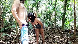 latina teen prostitute spreads pussy for creampie in the woods