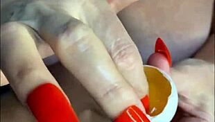 Milf mommy handjobs monster cock with food taboo insemination creampie