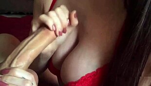 she takes brutal anal fingering while stroking his throbbing big dick