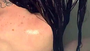 Skinny neighbor wife delivers smoking hot shower blowjob tease