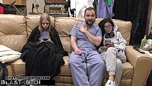 backstage nurse jasmine in fishnets gets choked gagged and cum blasted on thighs by patient