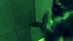 asian wife slut dildos her pussy in gym shower... watch her vibe those big nipples