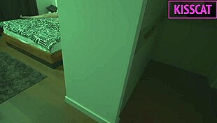 step mom turns taboo fantasy real in shared bed handjob ends with pussy creampie