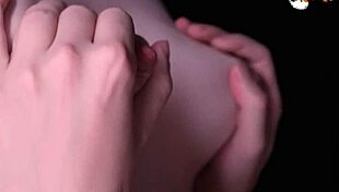 close up babe licks and sucks natural small tits moaning loud