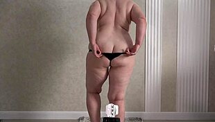 chubby mature wife tries panties for lover, big ass pawg on home cam