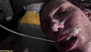 skinny teen's tight holes get wrecked in wild bukkake dp gangbang orgy