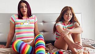 young latinas marina gold and rosie cage bend over swallow torbe cum in wild threesome orgy