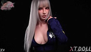 HANNAH BLONDE POLICE SLUT STRIPS NAKED FOR BIG TITS OFFICE FUCK!