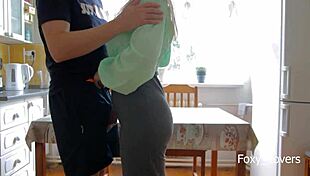 I pound my college roommate hard on kitchen table she orgasms twice now