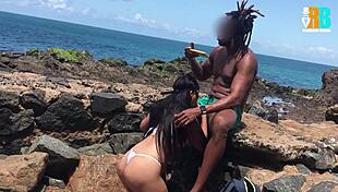 brazilian bull fucking you on the beach humiliating your cuckold husband by video call right now