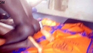 prostitute strokes dick on bed edge till double cum blast