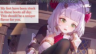Genshin Noelle's Gentle Femdom Footjob Worship Makes Servant Cum In Paizuri Bliss