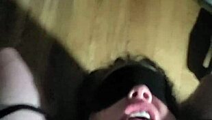 stroke that bound milf face with your big cock but hold back the cum