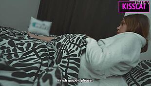 step mom turns taboo fantasy real in shared bed handjob ends with pussy creampie