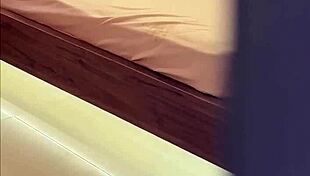 Caught busty stepmom hot in room, she milks all my cum behind his back?