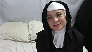 naughty nun bends for deep anal pounding in secret