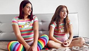 young latinas marina gold and rosie cage bend over swallow torbe cum in wild threesome orgy