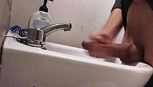 balls on sink tease huge cock cumshot buildup
