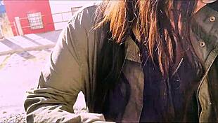 Young woman flashes public then hands over soaked panties for outdoor fun